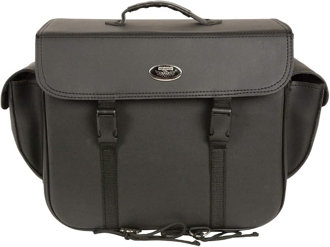 Milwaukee Leather SH583 Large Black PVC Motorcycle Sissy Bar Bag with Carrying Handle - Large