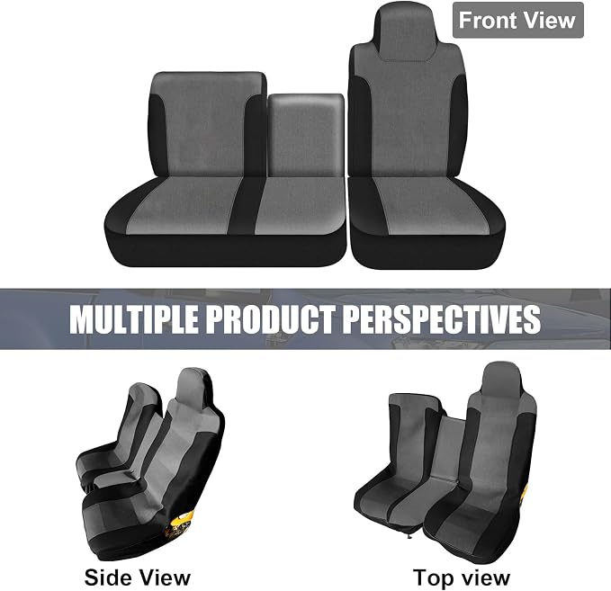 SAPUBK Custom-Fit Front Seat Cover Replace for 1995-2005 Isuzu NPR 40/60 Split Bench, Knitted Fabric with Back Soft Foam Lining Breathable Seat Cover