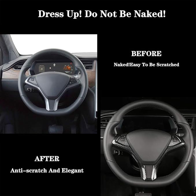 OBL Car Steering Wheel Frame Trim Cover for Tesla Model X Model S 2016-2020 Interior Accessories ABS Imitation Carbon Fiber Inner Decoration