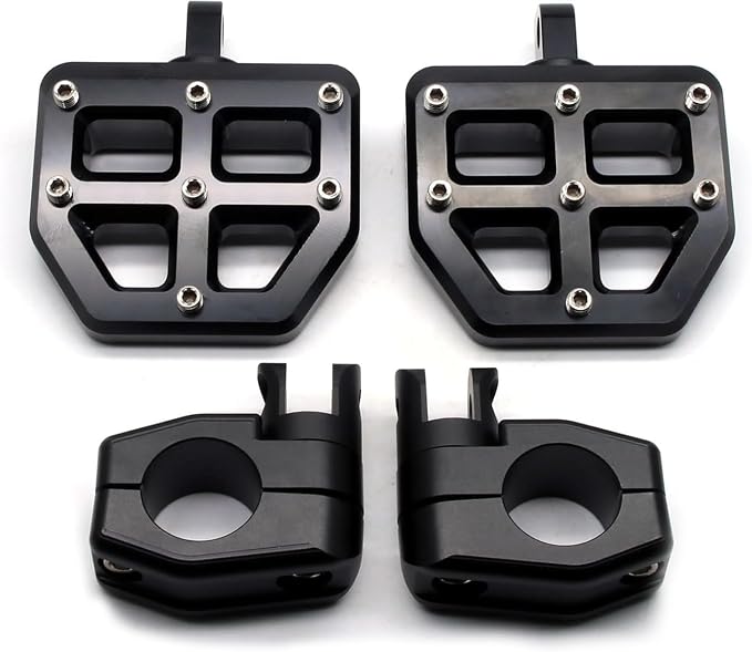 MZS Motorcycle Highway Pegs, 1.25" Highway Foot Pegs Mount Short CNC Aluminum Compatible with Road King Softail Road Electra Street Glide Sportster Vulcan Chief Boulevard for 1 1/4 Engine Guard