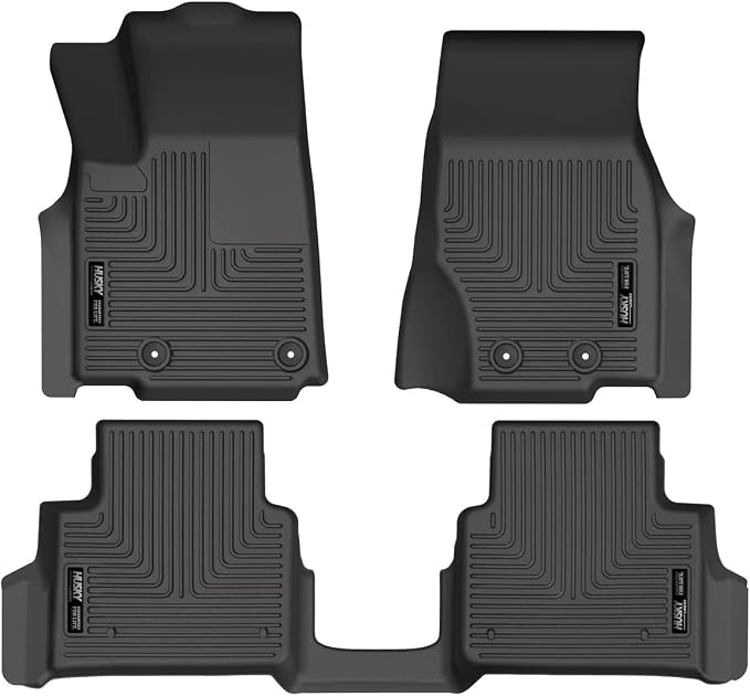 Husky Liners Weatherbeater Floor Mats | Fits 2021-2026 Jeep Grand Cherokee L w/2nd Row Bucket Seats & Mounted Cup Holder on Center Hump | Front & 2nd Row, 3-pc Black - 99181