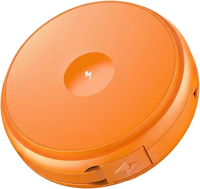 2-in-1 Retractable Cable with Wireless Charger-Orange