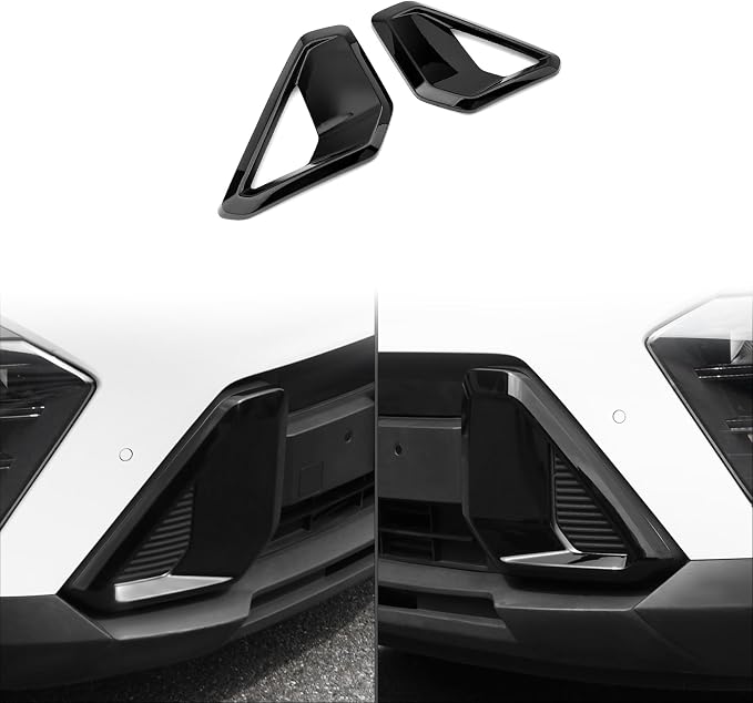 ABS Front Bumper Side Air Vent Cover Fog Light Lamp Decor Cover Front Bumper Middle Mesh Cover Compatible with Hyundai Kona 2024 2025 SX2 Accessories (Glossy Black Style)