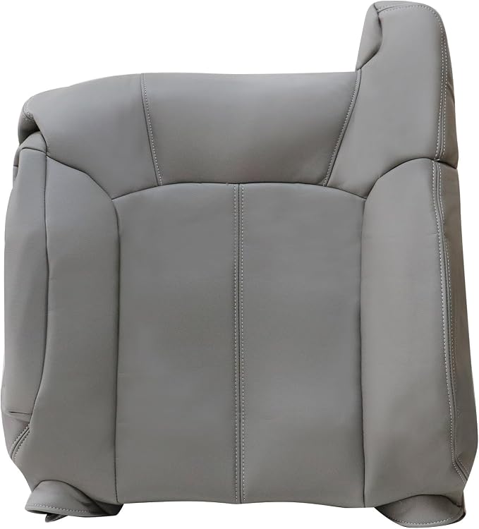 SecosAutoparts Driver & Passenger Side Bottom & Top & Armrests Gray Replacement Leather Seat Covers Compatible with Chevy Silverado 1500 2500 3500 Tahoe Sierra Suburban Avalanche 1999 2000 2001 2002