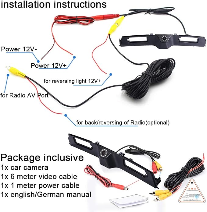 Car Rear View Camera Trunk Handle Backup Waterproof Parking Camera with 8LEDs Night Vision Replacement for Jeep Compass Longitude 2017
