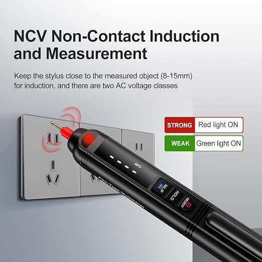 NOYAFA 3 in 1 Pen Type Digital Multimeter, 6000Count AC/DC Voltage Tester,Electric Tester Pen, Intelligent Multimeter, Non-Contact Voltmeter Sensor Resistance, Capacitance, Diode, Continuity
