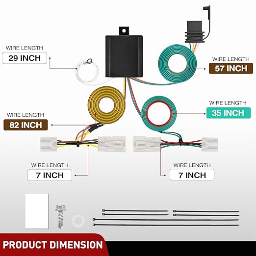 Nilight 4 Pin Trailer Wiring Harness Kit 55580 Vehicle Standard 4 Way Connector Custom for 2004 2005 2006 2007 2008 2009 2010 Toyota Sienna Simple Fit Hitch Harness