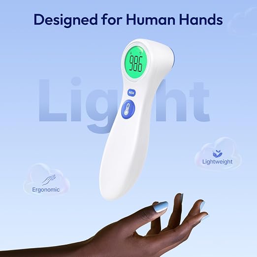 No-Touch Thermometer for Adults and Kids | 1-Second Fast Reading, Color-Coded Fever Alarm, Silent Mode, Object & Room Temperature Function