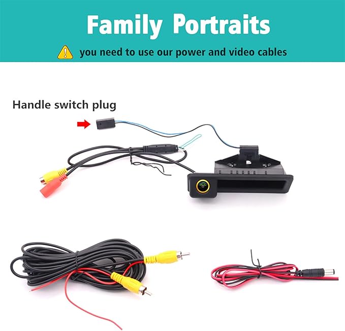 Vehicle Backup Camera CCD Compatible for BMW E82 E88 E84 E90 E91 E92 E93 3 5 Series X1 5 6 320i Car Rear View AHD 1080P Camera Reverse Parking Golden Fisheye Lens Waterproof Cam Car Trunk Handle Cam