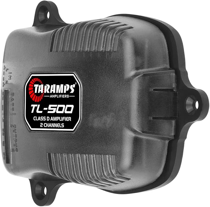 Taramp's TL 500 Amplifier 90 Watts RMS at 2 Ohms, 2x 45 Watts RMS, 2 Channels Class D, Car Audio Amp, Stereo, A.R.T System, Automatic Activation, 8 ~ 16 VDC, Black, Small