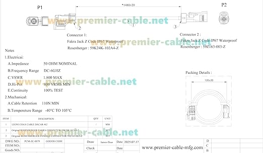 IP67 Waterproof Right Angle Rosenberger Fakra Z Code Female to Female RF Coaxial Cable 59K24K-102A4-Z to 59Z163-003-Z Vehicle GPS Antenna Cable for ADAS, GMSL & FPD-Link Cameras, Infotainment(1.48M)