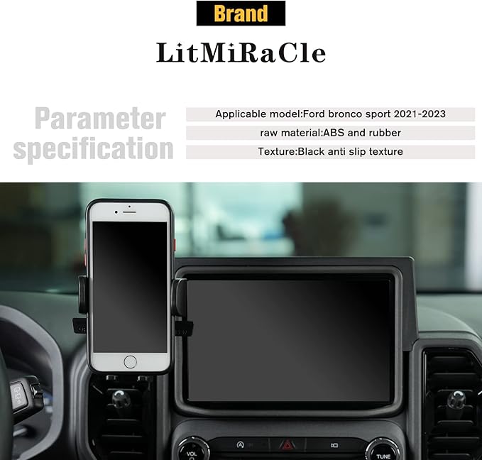 Dashboard Mobile Phone Holder for Ford Bronco Sport, Cell Phone Mount with Tray Internal Accessories Automobile Cradles Applicable to Ford Bronco Sport 2021 2022 2023 2/4 Doors