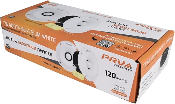 PRV Audio Bullet Super Tweeters - Neodymium, 3 Inch Slim, 120 Watts Max Power, Easy to Mount Pair, 4 Ohm, White