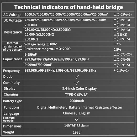 ZOYI Battery Internal Resistance Tester 2 in 1 multimeter Battery Voltage Meter Car Battery Tester for AAA AA Model 0.1mΩ-200Ω
