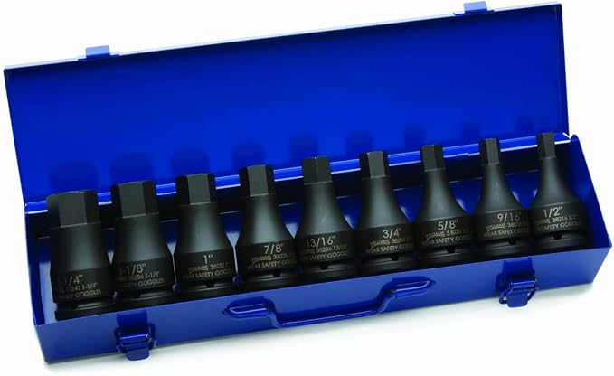 Williams JHW38903 9-Piece 3/4-Inch Drive Hex Driver Impact Socket Set, Black