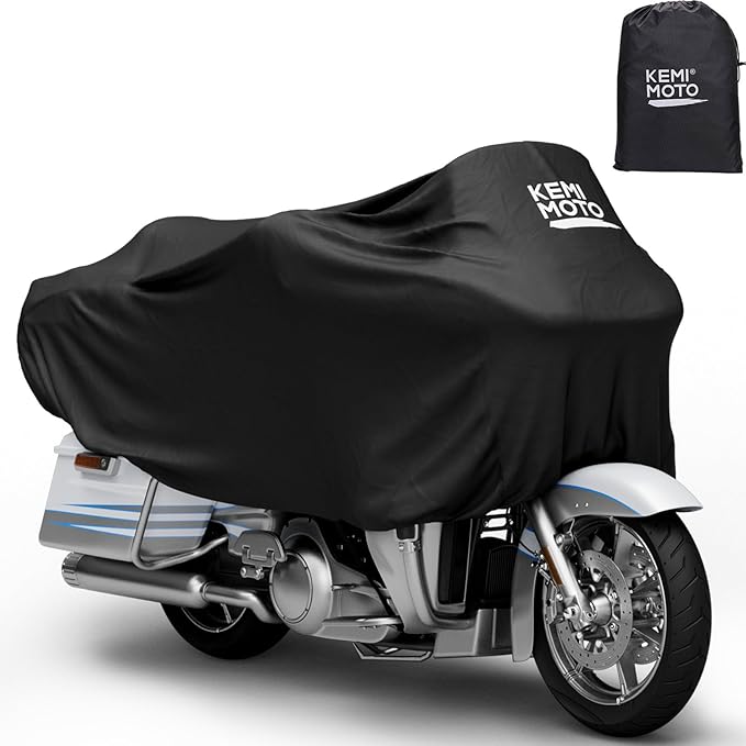 KEMIMOTO Heavy Duty 300D Waterproof Motorcycle Half Cover Fit for Trike, Touring, Touring Ultra Street Road Glide Road King 3 Wheel Tri Glide Goldwing Freewheeler Outdoor All Weather Protect