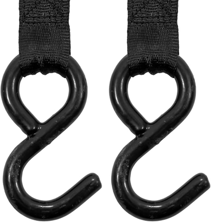 Camco 50030 Retractable Transom Tie Down Strap (2” Width, 5.5’, Bolt-On), Black