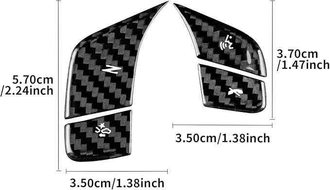 Real Carbon Fiber Steering Wheel Button Covers - 4PCS for Corvette C8 2024 2025 Carbon Fiber Accessories, Anti-Scratch Protective Accessories (Without Heating Button, Black)