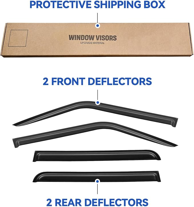 Window Visors Rain Guards Shield for 2007-2018 Jeep Patriot, Out-Channel Window Vent Wind Deflectors Visors Shades for 07-18 Patriot