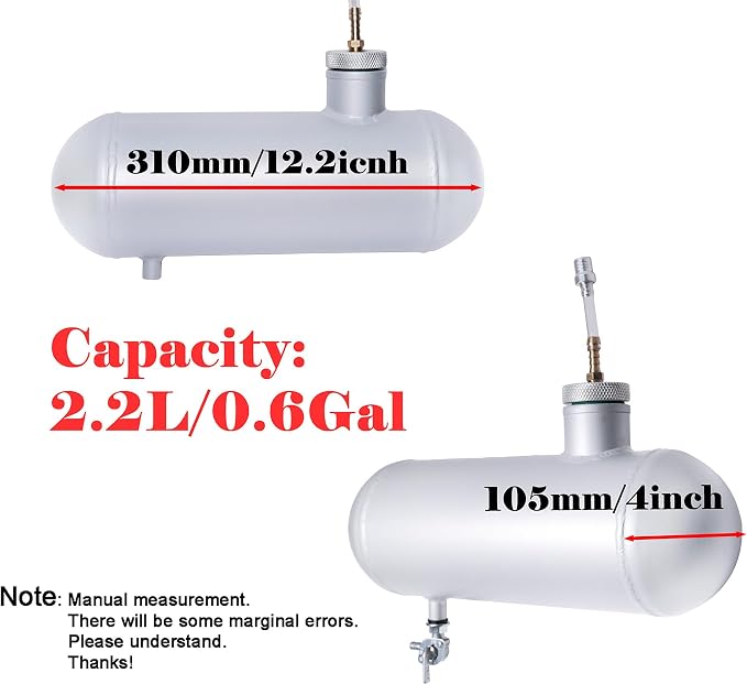 JMCHstore Side Aluminum Mini bike Gas Fuel Tank Cylinder 4x12'' for Coleman Baja Montser Mega moto Predator Hemi non 212 Engine, Massimo Axis RealTree Motovox Mototec Gas Bike, Go Kart Parts (Silver)