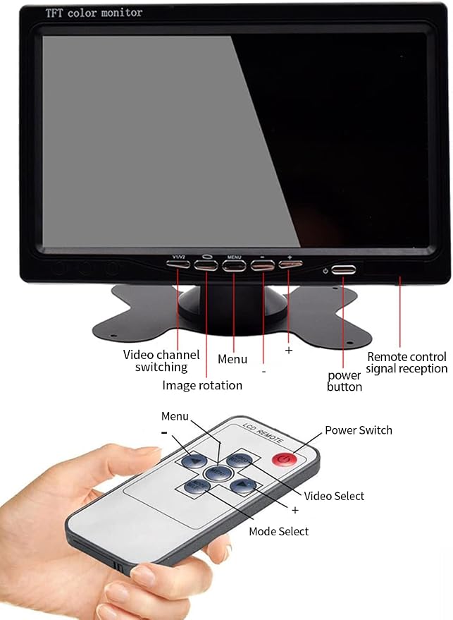 7 inch 1080P Vehicle Backup Camera Monitor Kit, Color TFT LCD Display HD Camera Rear View Reversing Parking Camera Waterproof for Car SUV Van Truck