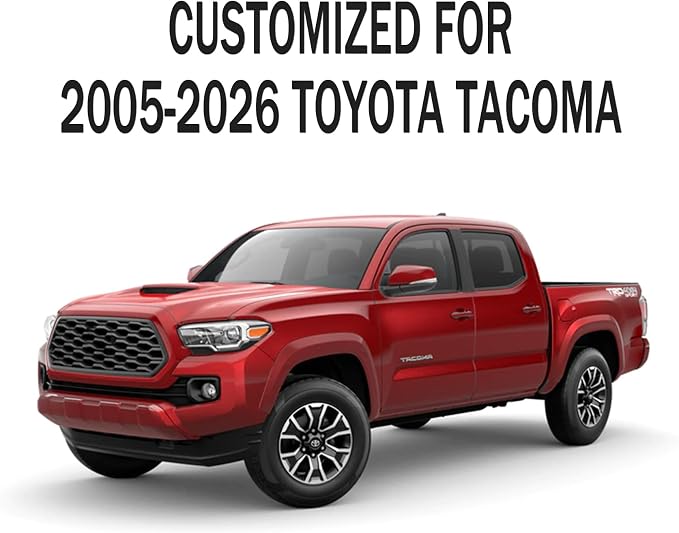 Tomatoman Tacoma Seat Covers Customized for 2005-2025 2026 Sport Extended SR V6 Pickup Edition, Waterproof Faux Leather Cushions(Full Set, Black-Red)