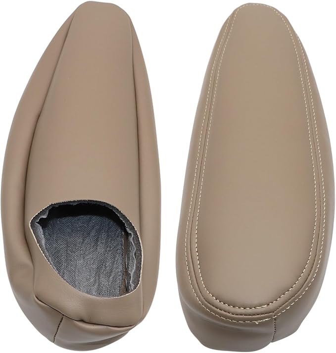 NLQR Medium Neutral Tan & Shale Tan Driver & Passenger Side Bottom & Top Lean Back & Armrest Covers Replacement Leather Seat Covers Compatible with GMC Yukon XL 1500 Sierra 1500 Denali 2003 2004 2005