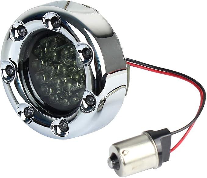 Eagle Lights 2 Inch Bullet Rear Infinity Beam LED Turn Signals with LED Ring Covers for Harley Davidson - Chrome Covers / 1156 Base