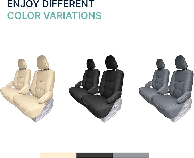 FH Group Custom Fit Car Seat Covers Specifically Made for 2011-2020 Toyota Sienna 7 Passenger, Car Seat Cover 2nd Row, Automotive Seat Covers in Solid Gray Faux Leather, Waterproof and Washable