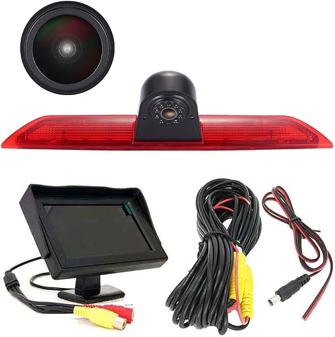 HD 1280x720pixel 3rd Third Brake Light Rear View Backup Reverse Camera+4.3" inch LCD Monitor Replacement for Ford Transit tourneo Custom Jumbo Kasten V363 F150 F250 F350 V636 MK8 2012-2020 Van