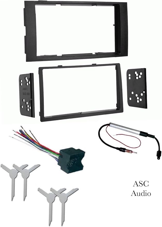 ASC Audio Car Stereo Dash Kit, Wire Harness, Antenna Adapter, and Radio Remove Tool for Installing a Double Din Radio for 2004 2005 2006 2007 2008 2009 2010 VW Volkswagen Touareg Touareg 2