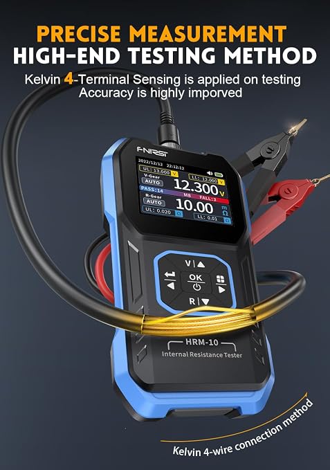 【Upgraded Kelvin Four-Terminal Sensing】 WESTOBIG Battery Tester Internal ResistanceTester for Universal Batteries Meter, Car Battery Tester, 0-100V 0m-200Ω, Digital Battery Analyzer for Automotive