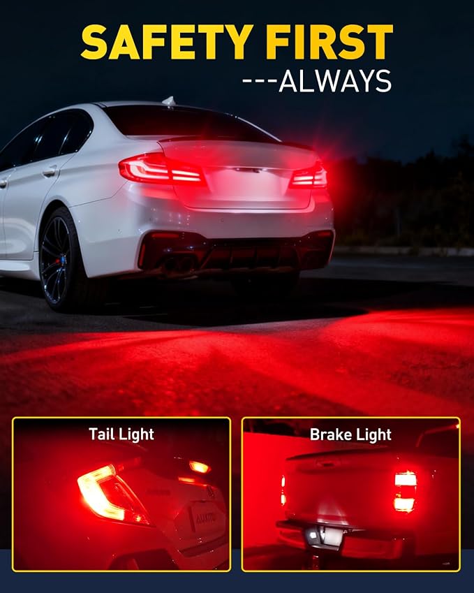 AUXITO Latest 1157 LED Bulb Red Brake Lights Tail Lights, 700% Brighter 2057 2357 7528 BAY15D LED Bulbs with Projector for Stop Third Brake Backup Tail Turn Signal DRL Maker Light, Pack of 2