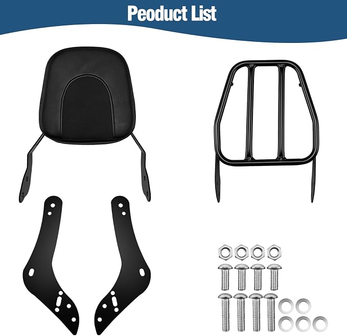 Detachable Seat Sissy Bar Backrest with Luggage Rack Passenger Rear Back Restfor Honda Rebel 300 500 1100 CMX 300 CMX500 CMX1100 2021 2022 2023 2024 2025 2026
