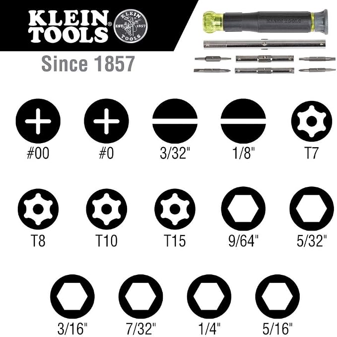 Klein Tools Precision Driver Kit with Multi-Bit Screwdriver (32305) and All-in-One Repair Tool Kit with 39 Bits for Apple Products (32717), 2-Piece