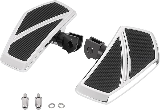 Front Footpegs Rider Floorboards Compatible with Kawasaki Vulcan S 650 Accessories 2015-2025 Anti-Slip Wide Motorcycle Highway Pegs (Chrome)