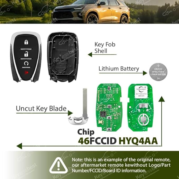 2 Keylessbest Replacement for 2019 2020 2021 2022 Chevrolet Bolt Volt Equinox Trax Sonic Key Fob Remote Control HYQ4AA 4 Buttons 315MHz