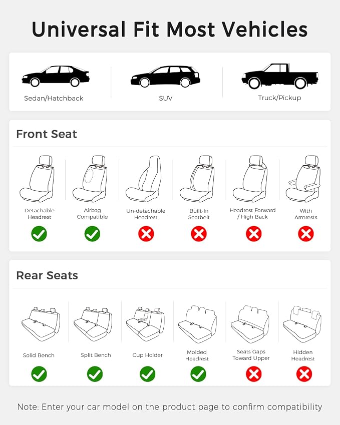 Huidasource Beige Front Seat Cover, Nappa Leather Front Car Seat Cover with Lumbar Support, Ventilation Holes, Elastic Fabric, Airbag, Full-Coverage Seat Covers, Fit for Most Cars SUV Trucks, Beige