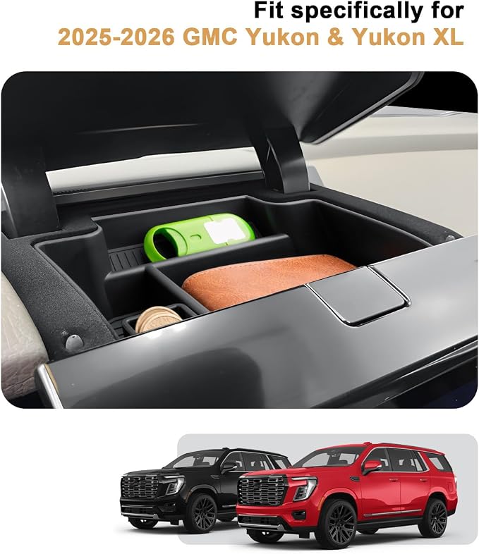 ECOZEN Dash Console Organizer For 2025-2026 GMC Yukon/Yukon XL - Dashboard Storage Tray With Removable Coin Slot Behind Screen Center Console Organizer - Yukon Interior Accessories