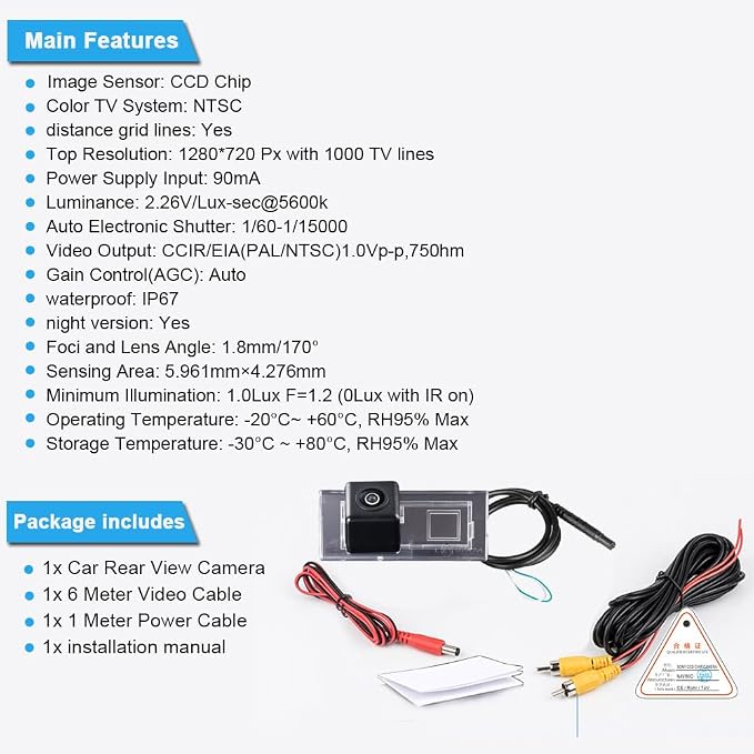 Vehicle Backup Cameras with 4.3" LCD Mirror,Wide View Angle Night Vision Rearview Reverse Camera Replacement for BMW X5 E53 3.0d 3.0i 4.4i 4.6is 4.8is X3 E83 LCI 2.0d 3.0d2.5i 2.5 Si