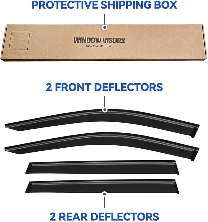 Window Visors Rain Guards Shield for 2019-2025 Toyota RAV4, Out-Channel Window Vent Wind Deflectors Visors Shades for 19-25 RAV4