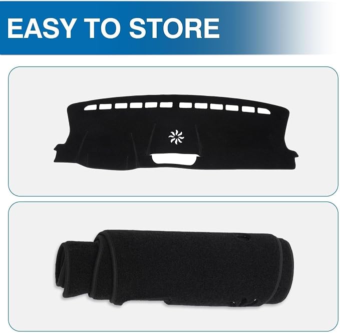 KUST Black Dash Cover for Ford Ranger 2024 2025 2026 (XLz, XLT, Lariat) Polyester Dashboard Cover Non-Slip Interior Accessories for Ranger Custom Fit Dash Mat Sunshade Windshield No Glare