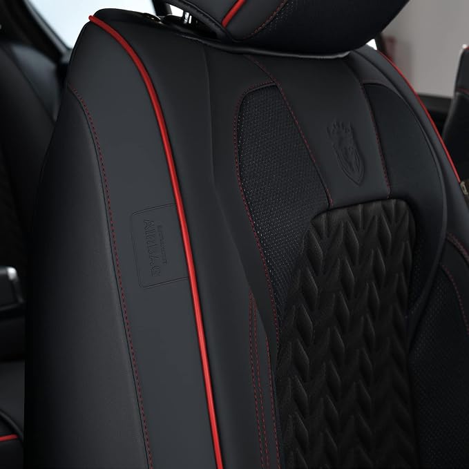 Coverado Seat Covers Full Set, Seat Covers for Cars, Car Seat Covers Winter, Breathable Faux Leather Car Seat Protector Car Seat Cushion, Black Car Seat Covers Universal Fit for Most Cars SUVs Trucks