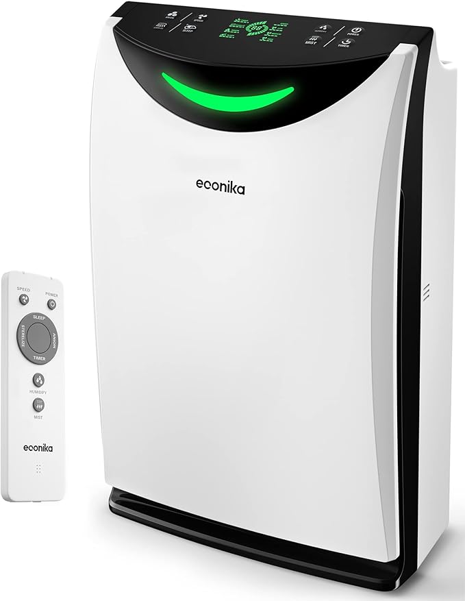 4 in 1 Humidifier and Air Purifier in One Large Room HEPA Air Purifier Humidifier Combo with UV Light, Whole House Large Room Cleaner Up to 1,035 Sq Ft
