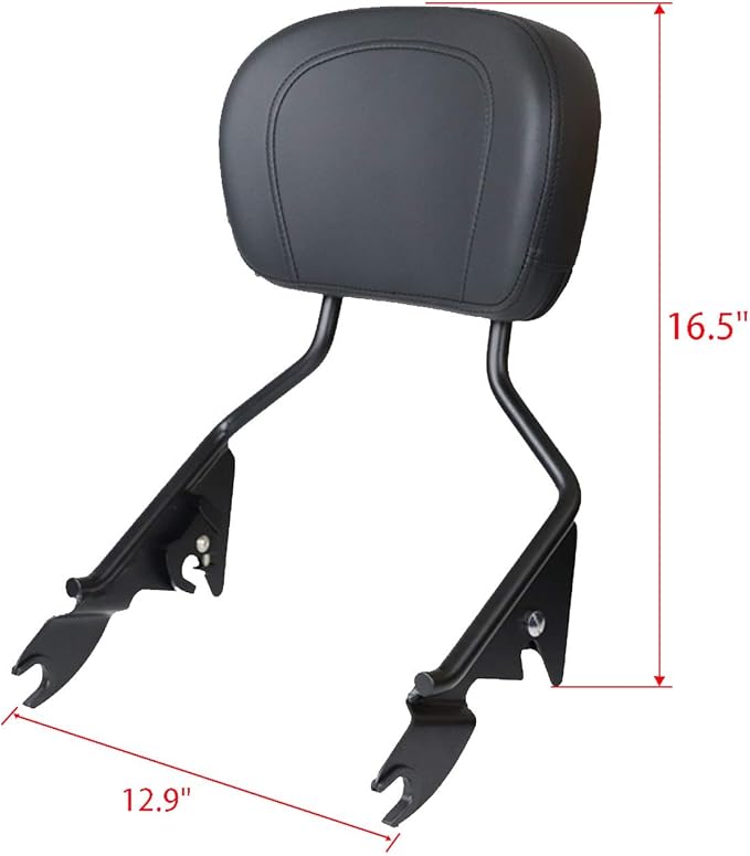AUFER Detachable Upright Passenger Backrest Sissy Bar w/Back Rest Pad Compatible With For Touring Road King Street Glide Electra Glide Road Glide FLHR FLHX FLHT FLTR 2009-2026 (Black) | High Quality Metal Backrest Sissy Bar,Easy to Install And Disassemble