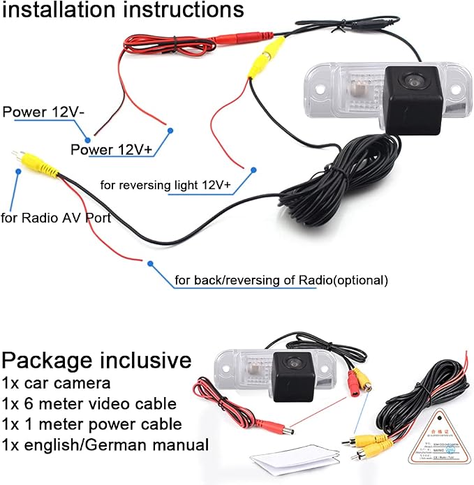 HD Backup Camera,170 Wide Angle, License Plate, IP67 Waterproof, Reverse Camera for Mercedes Benz MB S-Klasse W220 S55 S63 S280 S300 S320 S350 S400 S430 S500 S600 AMG A2208200356 1998/04-2005/08