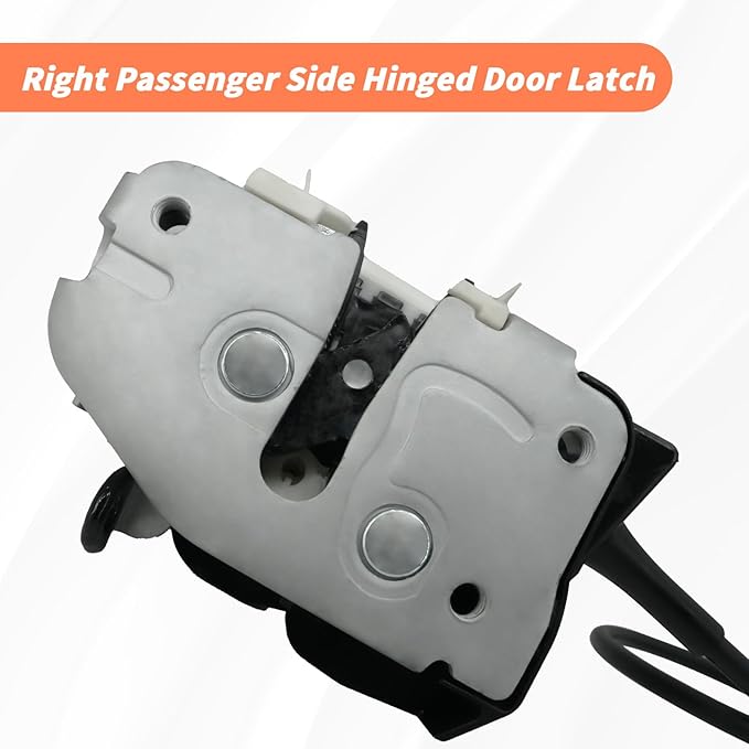 Side Door Latch Assembly with Cable & Rod, Right Passenger Side Hinged Lock for Ford 1992-2019 E150 E250 E350 Econoline Van, Door Connective Repair Lock Latch Replaces 8C2Z15264A00B