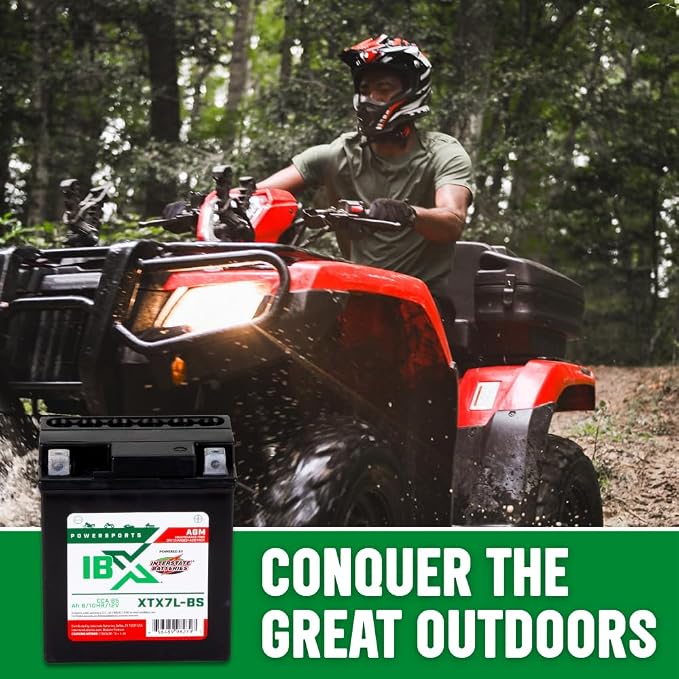 Interstate Batteries YTX7L-BS 12V 6Ah Powersports Battery 85CCA AGM Rechargeable Replacement for Honda, Suzuki, Piaggio Motorcycles, ATVs, Scooters, Snowmobiles (XTX7L-BS)