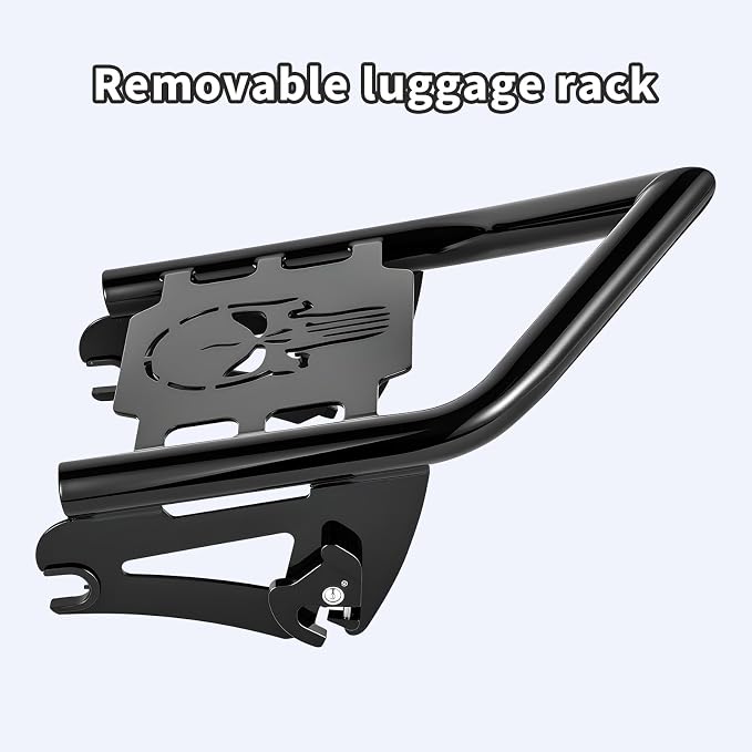 Detachable Luggage Rack for Harley Touring 2009-2026 Street Road Electra Glide/Road King, Black๏ผSkull๏ผ