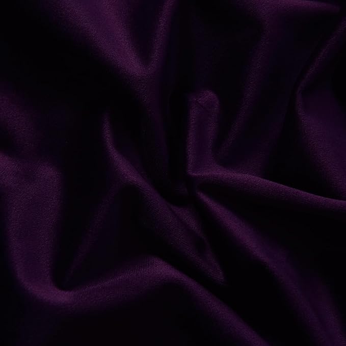 Roslynwood Luxury Soft Deep Purple Velvet Curtains 120 inches Long Back Tab Thermal Insulated Blackout Window Drapes for Living Room/Bedroom/Dining Room, W52 x L120, 2 Panels